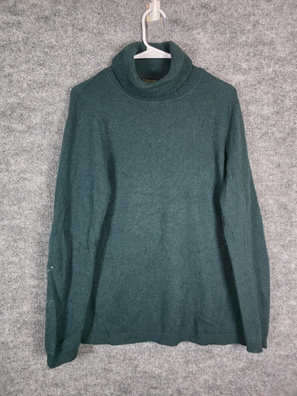Charter Club Sweater Womens XL Green 100% Cashmere Turtleneck Pilling Stains